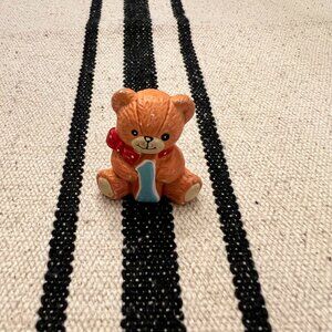 1984 Enesco Lucy & Me number 1 Sitting Birthday Bear Small Ceramic